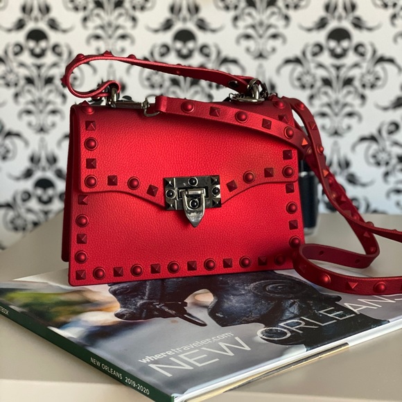 MINE red cute studded handbag - Picture 1 of 7